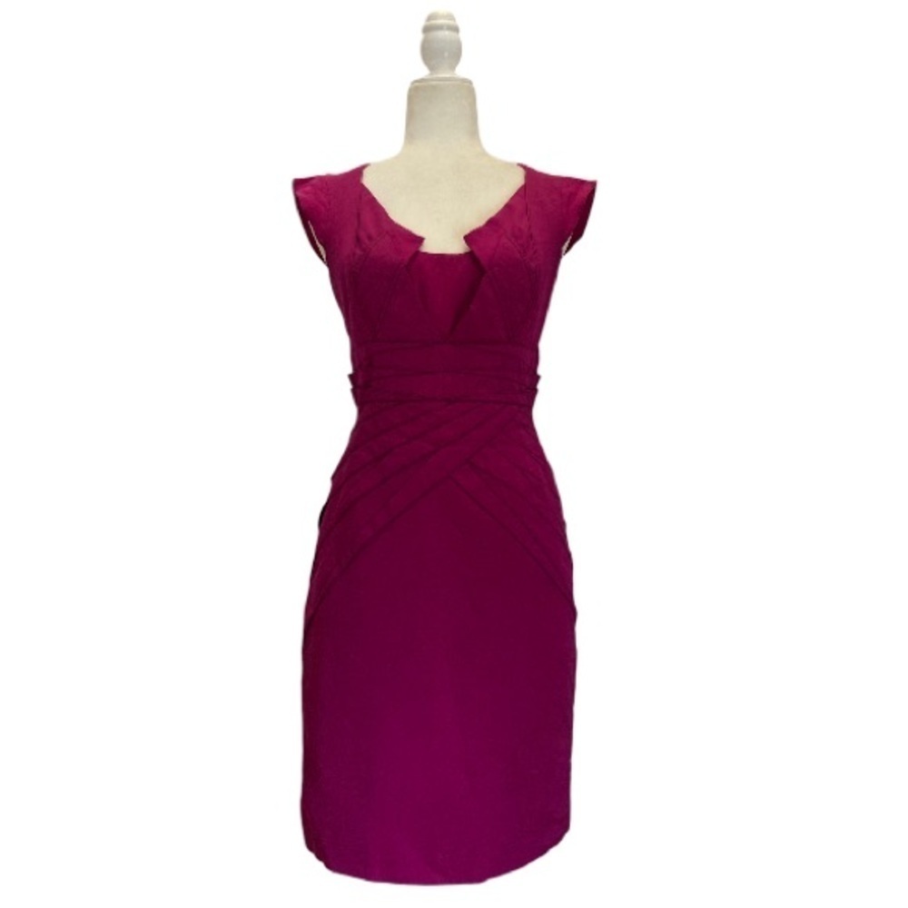 Zac Posen Sheath Dress Hot Pink Sleeveless Cutout Back Silk Blend